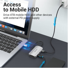 Хаб USB 3.1 Type-C -> 4хUSB 3.0/ Type-C PD 100W 5-in-1 Vention