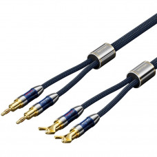 HiFi Audio Speaker Cable 1.5м,Banana-Spade 2xM/M,4N OFC Silver, Gold-Plated,TPE + обплетення,Vention