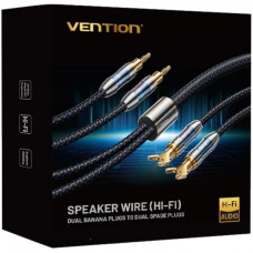 HiFi Audio Speaker Cable 1.5м,Banana-Spade 2xM/M,4N OFC Silver, Gold-Plated,TPE + обплетення,Vention