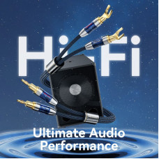 HiFi Audio Speaker Cable 1.5м,Banana-Spade 2xM/M,4N OFC Silver, Gold-Plated,TPE + обплетення,Vention