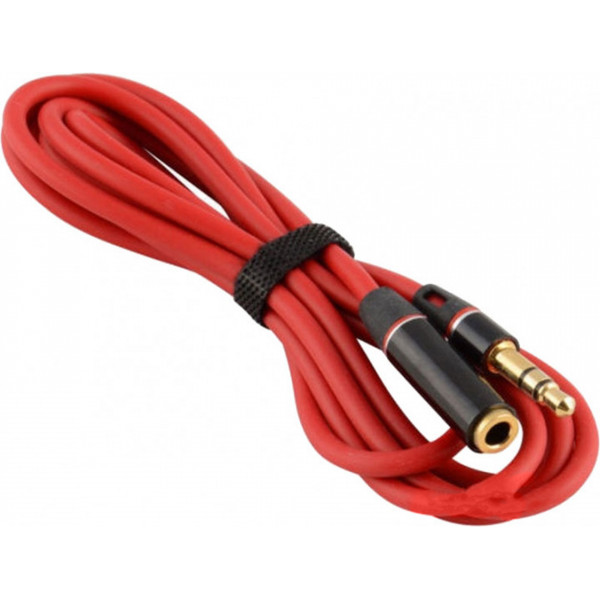 Кабель AUX Audio TRS M/F 1.2м Premium червоний OEM