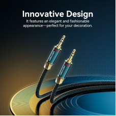 Кабель AUX Audio TRS M/M, 1.0м, Silver-plated, Zinc alloy, зелений, Vention