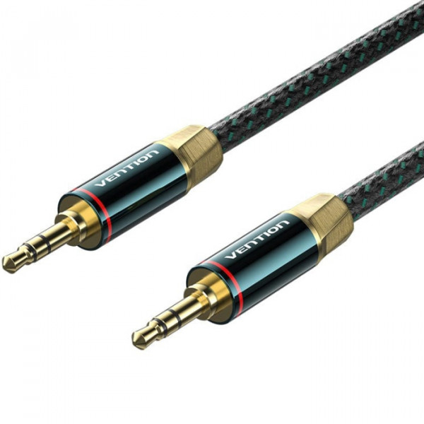 Кабель AUX Audio TRS M/M, 1.0м, Silver-plated, Zinc alloy, зелений, Vention