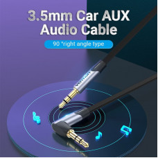 Кабель AUX Audio TRS M/M, кут 90°, 0.05м сірий, Aluminum Alloy Vention