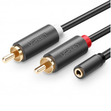 Кабель AUX Audio TRS - RCAx2 M/M 0.25м UGREEN AV102 Сірий