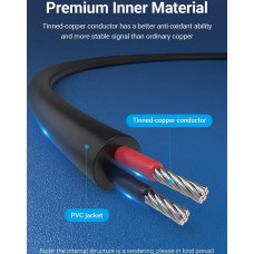 Кабель живлення USB AM - 5.5mm DC Power PVC 5V 3A, Black 0.5м Vention