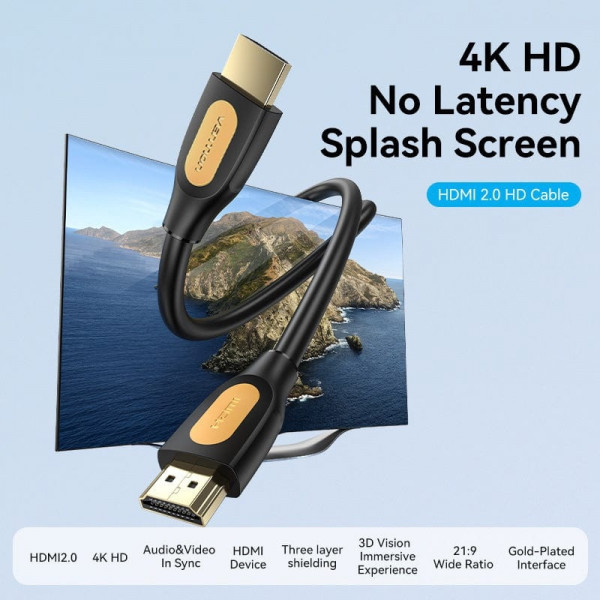 Кабель HDMI M - M, 3.0 м, V2.0, 4K 60Гц PVC чорний Vention