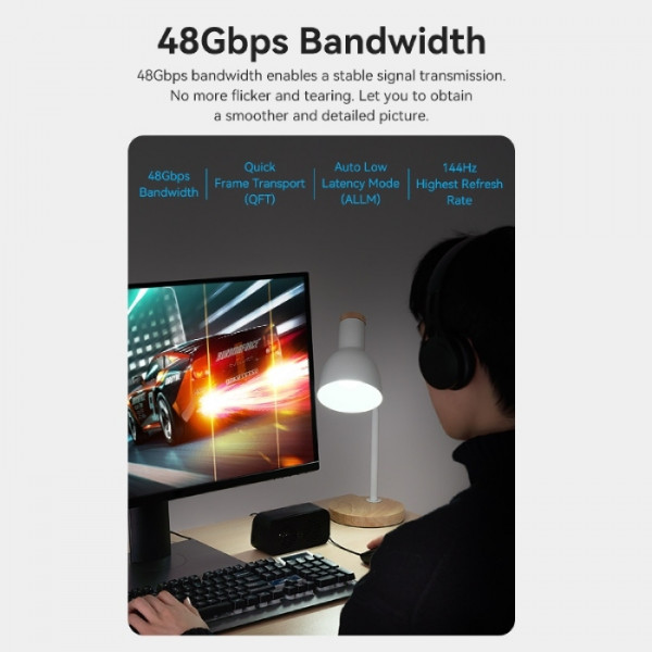 Кабель HDMI M - M, 80.0 м, V2.0, Optical 8K 60Гц 18Gbps Dolby 7.1 PVC Black Zinc Alloy Vention