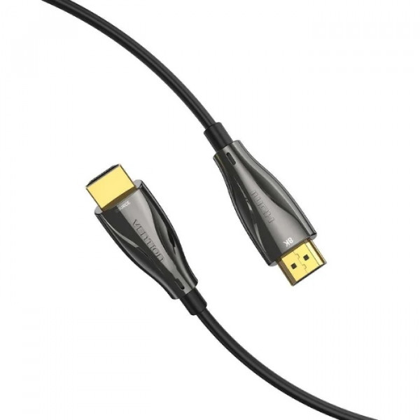 Кабель HDMI M - M, 80.0 м, V2.0, Optical 8K 60Гц 18Gbps Dolby 7.1 PVC Black Zinc Alloy Vention