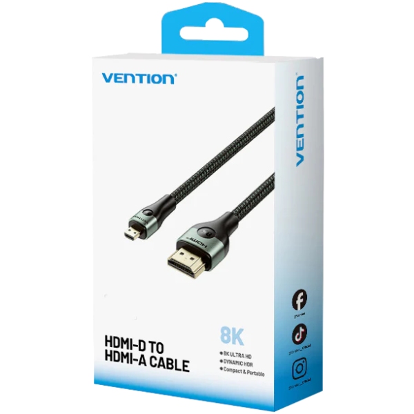 Кабель HDMI M - Micro HDMI M, 1.0 м, V2.0 8K 60Гц Aluminum Alloy Type, Green Vention