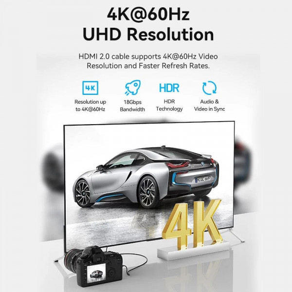 Кабель HDMI M - Micro M, 1.5 м, V2.0 4K 60Гц 18Gbps HDR Dolby Vention