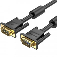 Кабель VGA 15M-15M, 5.0 м, з ферритами, чорний Vention