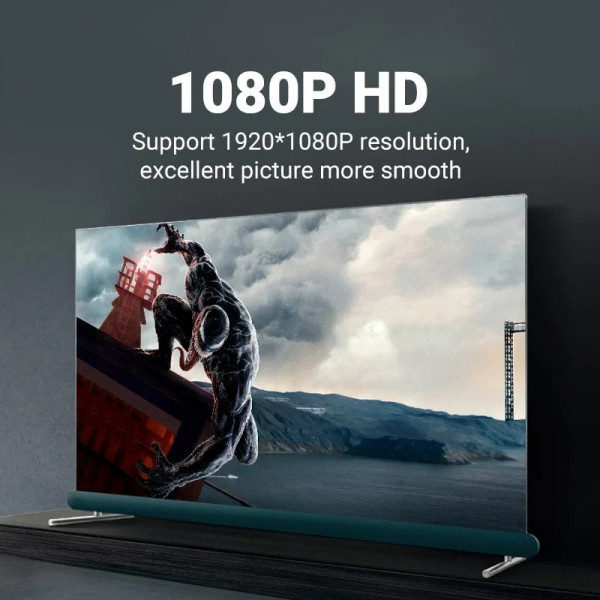 Кабель VGA 15M-15M, 5.0 м, з ферритами, чорний Vention