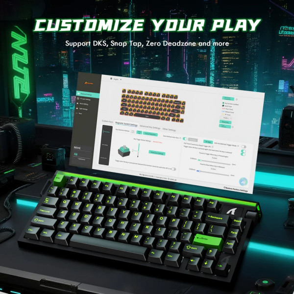 Клавіатура ігрова магнітна Attack Shark R85 HE 79кл. RGB, USB-C, Magnetic Switch Green