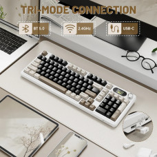 Клавіатура ігрова механічна Attack Shark X98 Pro 99кл. RGB, Wireless, TFT disp., Cheese white