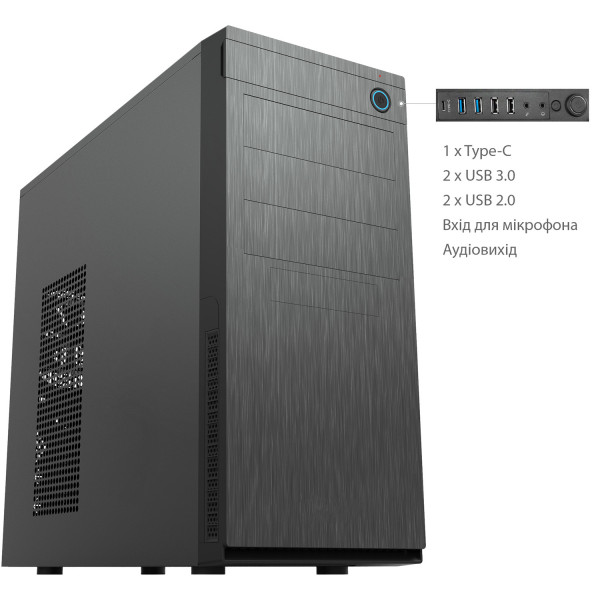 Корпус Chieftec ELOX HC-10B-OP ATX, без БЖ, Black