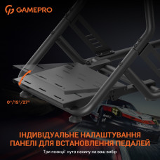 Крісло ігрове кокпіт GamePro із кріпленням для керма, монітора, педалей та коробки передач