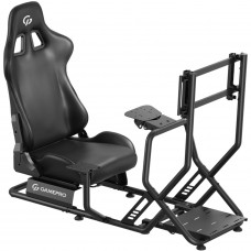 Крісло ігрове кокпіт GamePro із кріпленням для керма, монітора, педалей та коробки передач