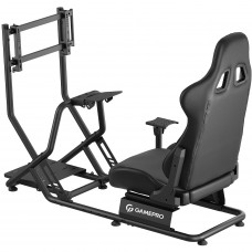 Крісло ігрове кокпіт GamePro із кріпленням для керма, монітора, педалей та коробки передач