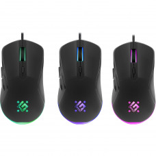 Мишка Defender Arga GM-049, 6кн. 3600 dpi, +коврик, rainbow, чорна