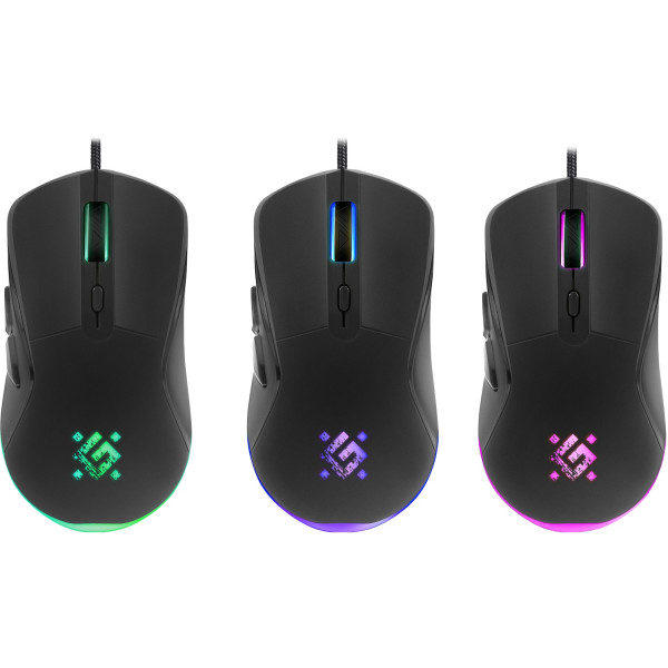 Мишка Defender Arga GM-049, 6кн. 3600 dpi, +коврик, rainbow, чорна