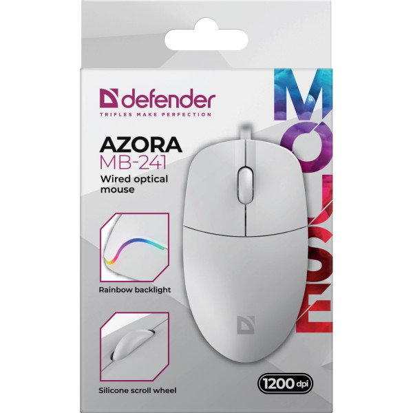 Мишка Defender Azora MB-241, 3кн.,1200dpi, біла
