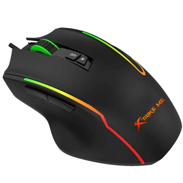 Мишка XTRIKE ME GM-518, ігрова 12800dpi., 9кн., RGB, високий профіль, чорна
