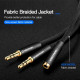 Перехідник Audio Jack TRS F -> 2xM, 1.0м, Cotton braided чорний Vention