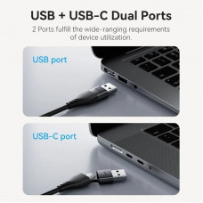 Перехідник HDMI F -> USB-C/USB-A M 0.15м Aluminium Alloy, сірий Vention
