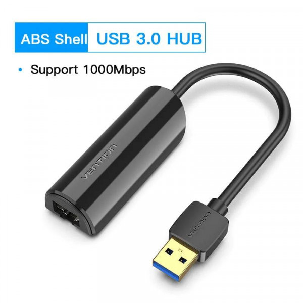 Перехідник USB 3.0 Type-A -> Ethernet RJ45 1000Mb чорний Vention