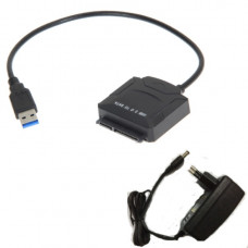 Перехідник USB 3.0 Type-A -> SATA III (F) 2.5"/3.5" 7+15pin з БЖ, чорний