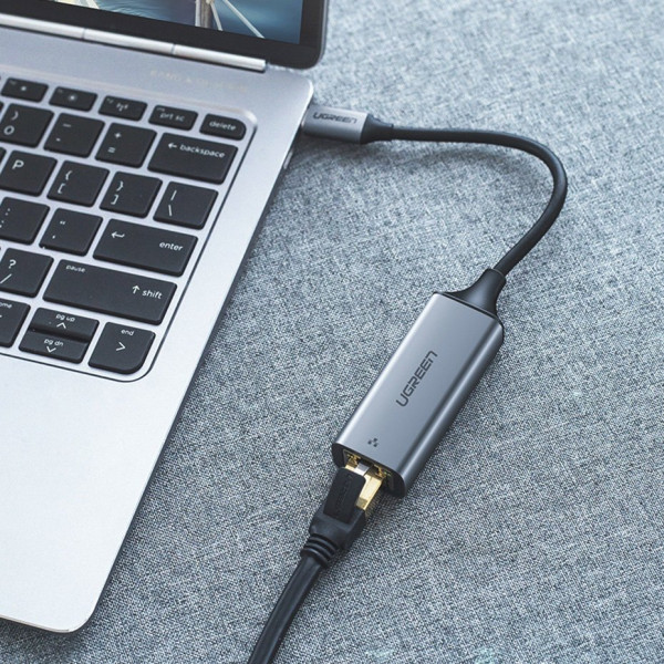 Перехідник USB 3.1 Type-C -> Ethernet RJ45 1000 Mb CM199 UGREEN Косм. Сірий