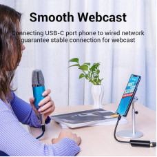 Перехідник USB 3.1 Type-C -> Ethernet RJ45 1000Mb Gigabit Vention чорний