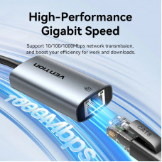 Перехідник USB 3.1 Type-C -> Ethernet RJ45 1000Mb +USB-A adapter сірий Aluminium Alloy Type Vention