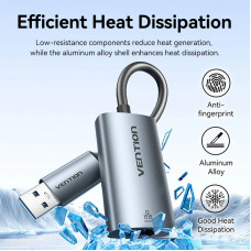 Перехідник USB 3.1 Type-C -> Ethernet RJ45 1000Mb +USB-A adapter сірий Aluminium Alloy Type Vention