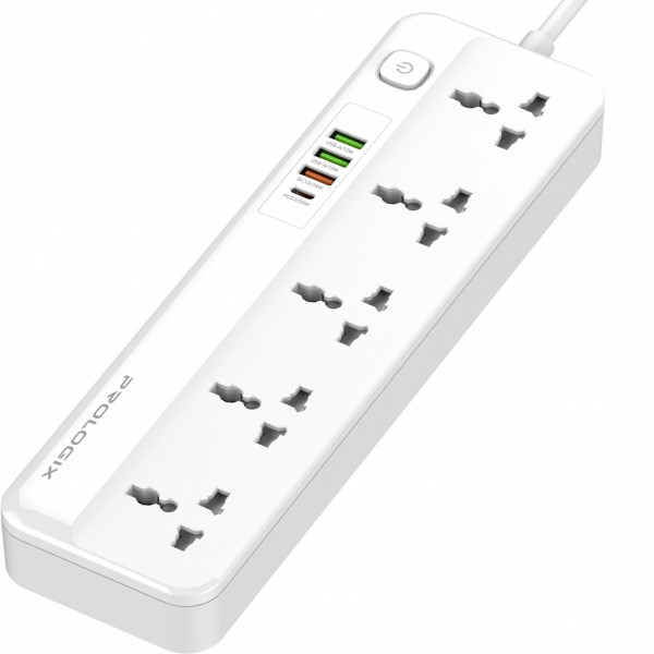 Power filtr 2.0м ProLogix Premium 5 розеток, 4 USB (1 PD +1 QC3.0 +2 AUTO ID), 2 м, біл