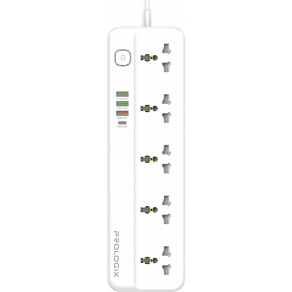 Power filtr 2.0м ProLogix Premium 5 розеток, 4 USB (1 PD +1 QC3.0 +2 AUTO ID), 2 м, біл