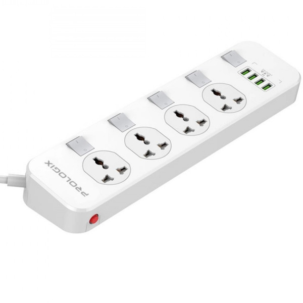 Power filtr 2.0м ProLogix Premium (PR-SC4408W) 4 розетки, 4 USB, з вимикачем, білий