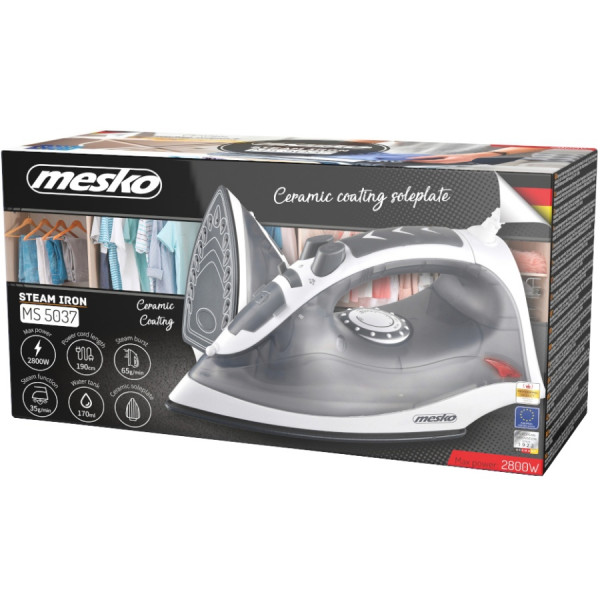 Праска Mesko MS 5037 grey 2800Вт/ 170 мл/ кераміка/ сухе прасування/ сіра