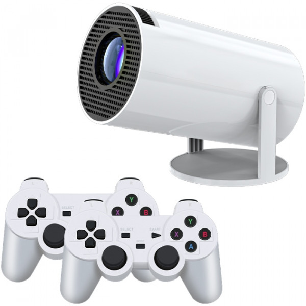 Проєктор H96 MAX F100 LED LCD HD 110AL 16:9 2G/16G Android 12.0 HDMI WiFi BT джойстик 2 шт білий