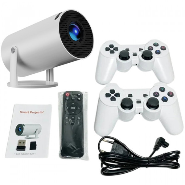 Проєктор H96 MAX F100 LED LCD HD 110AL 16:9 2G/16G Android 12.0 HDMI WiFi BT джойстик 2 шт білий