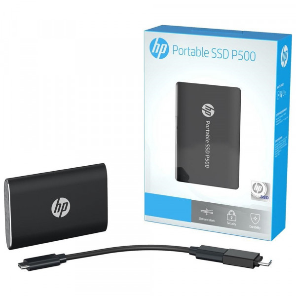 SSD external, USB 3.1 Gen2 Type-C 500Gb, HP P500, TLC, Black, чорний, Retail