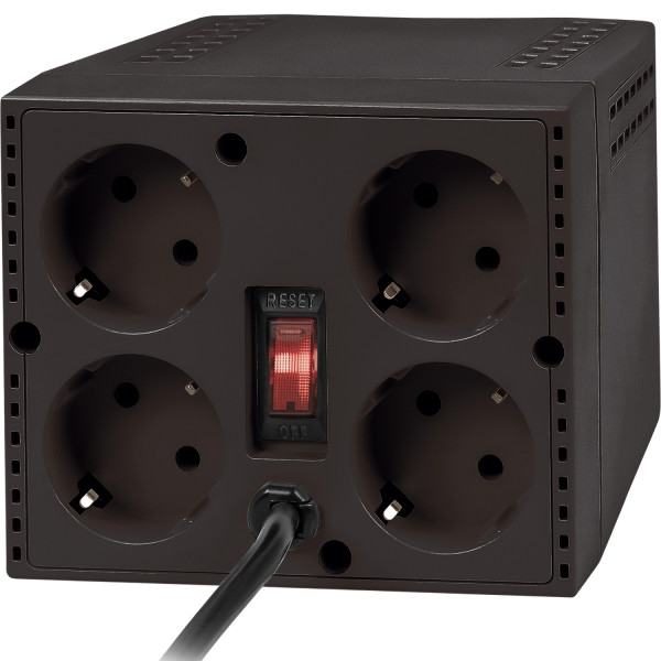 Стабілізатор напруги Defender AVR Premium 1500 600 Вт, 4 розетки, чорний