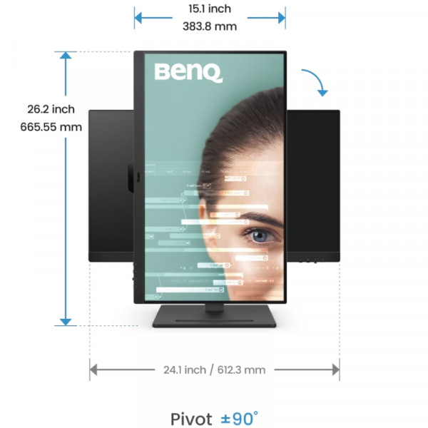 TFT 27" BenQ GW2790T, IPS, 100Hz, 2xHDMI, DP, HAS, Pivot, колонки, чорний