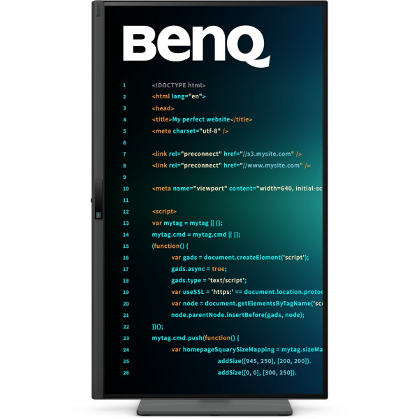 TFT 27" BenQ RD270Q, IPS, 2K QHD, 144Hz, HDMI, DP, USB-C, HAS, Pivot, колонки, чорний