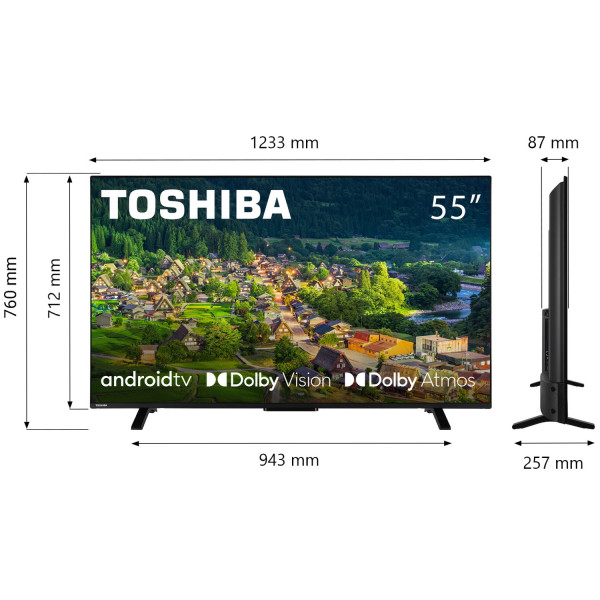 TV 55 Toshiba 55UA2363DG UHD/LED/T2/Android 11/2 x 10W/Dolby Digital/HDMI/Wi-Fi/VESA 200 x 200 M4/Bl