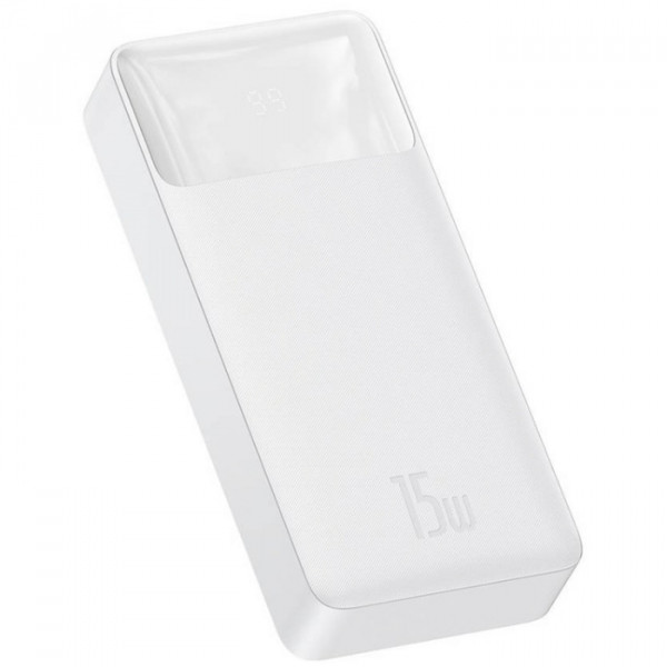 УМБ Baseus Bipow 20000mAh 15W 3A, MicroUSB, 2xUSB,1xType-C In/Out White