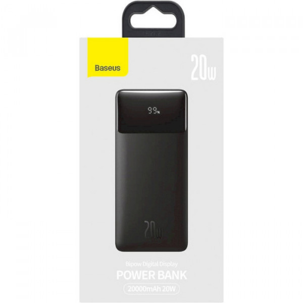 УМБ Baseus Bipow 20000mAh 20W, MicroUSB, 2xUSB,1xType-C In/Out PD,QC3.0 Black