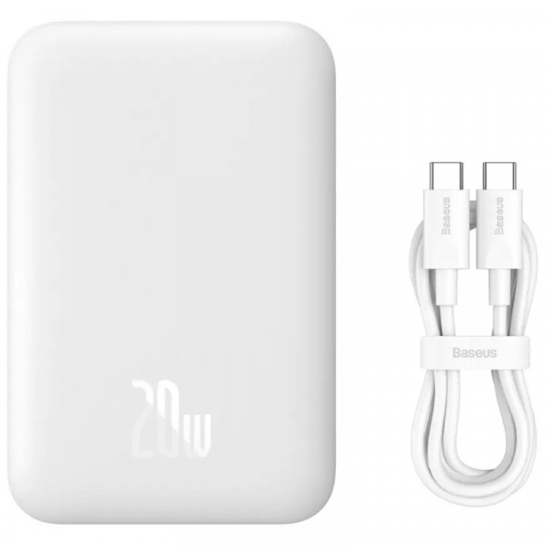 УМБ Baseus Magnetic Wireless Mini 6000mAh 20W, Type-C,PD,QC3.0 White