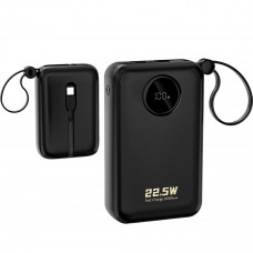 УМБ Dudao 20000mAh K14+ 22,5W PD,QC USB-A,USB-C In/Out,with built-in USB-C/Lightning cables Black